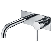 iKon Hali Wall Basin Mixer with Curved Spout - Chrome