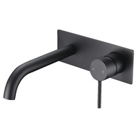 iKon Hali Wall Basin Mixer with Curved Spout - Matte Black