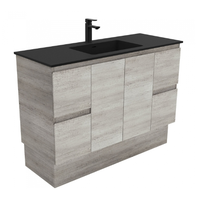 Fienza Industrial Edge 1200mm Vanity on Kick with Montana Solid Surface Top