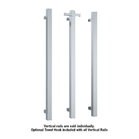 Thermorail Square 12Volt Vertical Bar 900x142x100mm 30Watts With Optional Hook - Polished Stainless Steel