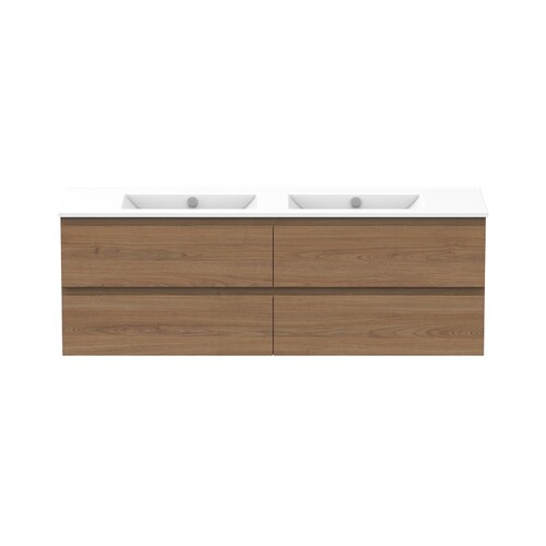 A.D.P Glacier Twin 1500mm All Drawer Double Bowl Wall Hung Vanity