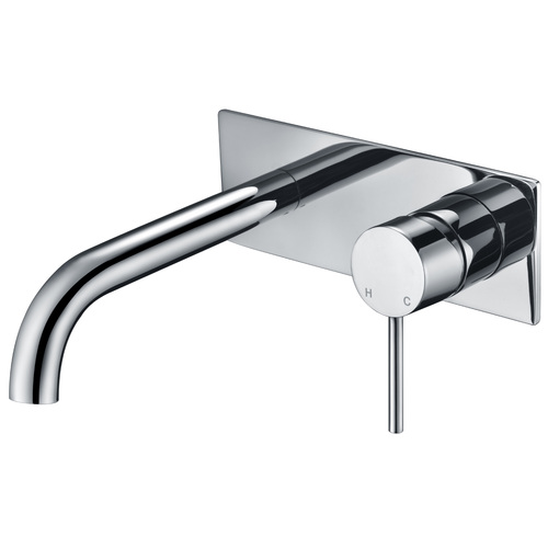 iKon Hali Wall Basin Mixer with Curved Spout - Chrome